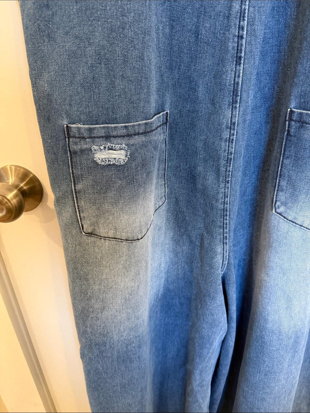 Casual Light Blue Distressed Denim Overalls - Women Jeans - Picture 8 of 9